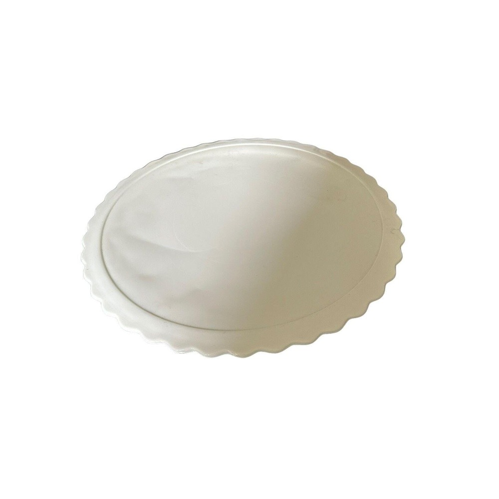 Vintage Scalloped Edge Simple 12" Milk Glass Cake Plate with Small Feet EUC